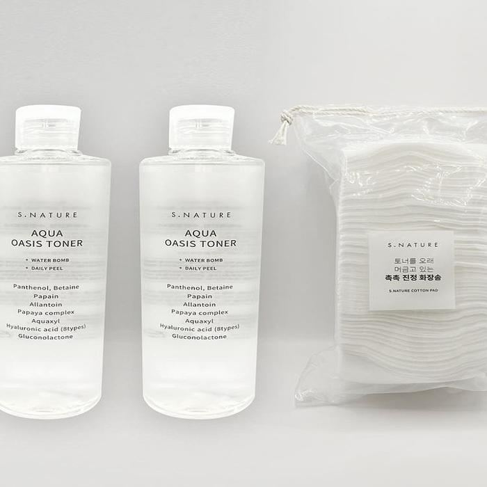 OnePlusNature Aqua Oasis Toner 300ml+300ml+Cotton Pads 60pcs Set x2SET(SH) (46606730)