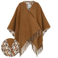 PENDEI Wool Cashmere Reversible Camel Women's Poncho Cape FXX808 AYKT F0X2L
