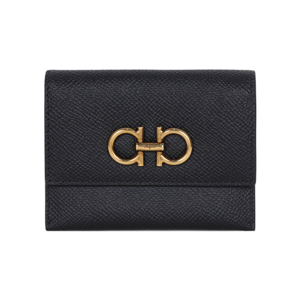 Ferragamo Black Gancini Leather Wallet 22 0861 0779901