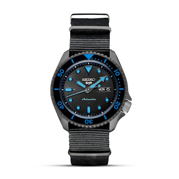 Seiko 5 Men's Black Blue Automatic NATO Watch SRPD81K1