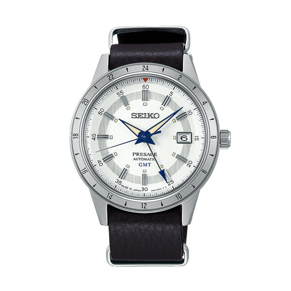 Seiko Presage Men's Black White Automatic Leather Watch SSK015J1