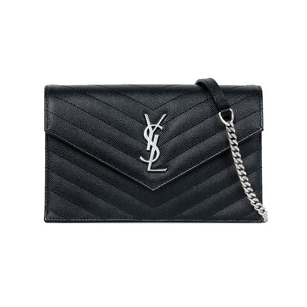 Saint Laurent Cassandra Envelope Chain Black Women's Shoulder Bag 857605 BOW02 1000