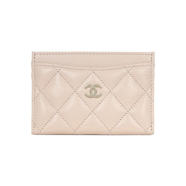Chanel Gold Classic Caviar Beige Pink Women's Cardholder AP0213 B10583 U3654