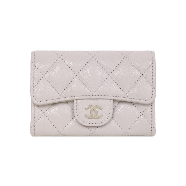 Chanel Gold Classic Caviar Flap Purple Women's Card Wallet AP4096 B10583