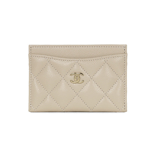 Chanel Gold Classic Caviar Beige Women's Cardholder AP0213 B10583 NADOH