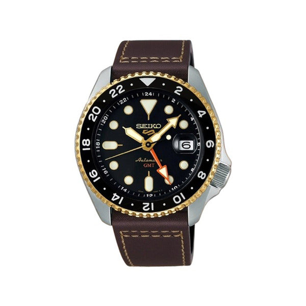 Seiko 5 Sports GMT leather men's watch SSK036K1
