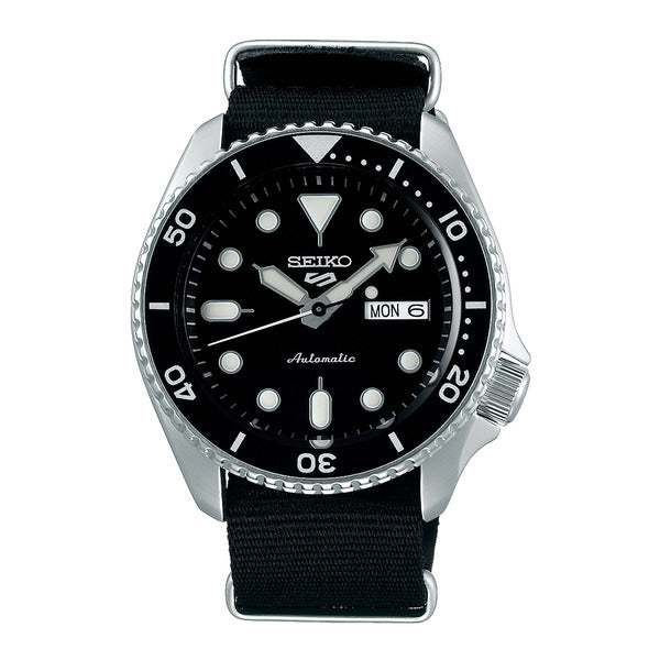 Seiko Seiko5 Men Black Silver NATO Watch SRPD55K3