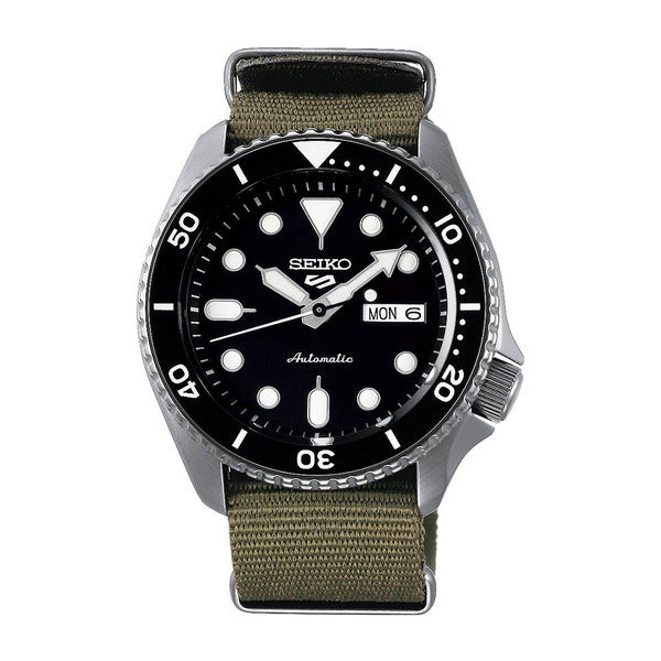 Seiko Seiko5 Male Man Khaki Black NATO Watch SRPD65K4