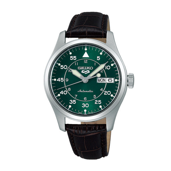 Seiko Seiko5 Men's Green Brown Automatic Leather Watch SRPJ89K1