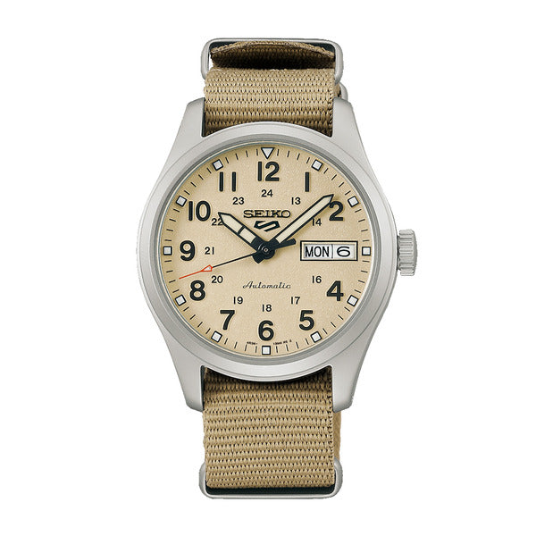 Seiko Seiko5 Men's Beige Automatic NATO Watch SRPJ83K1
