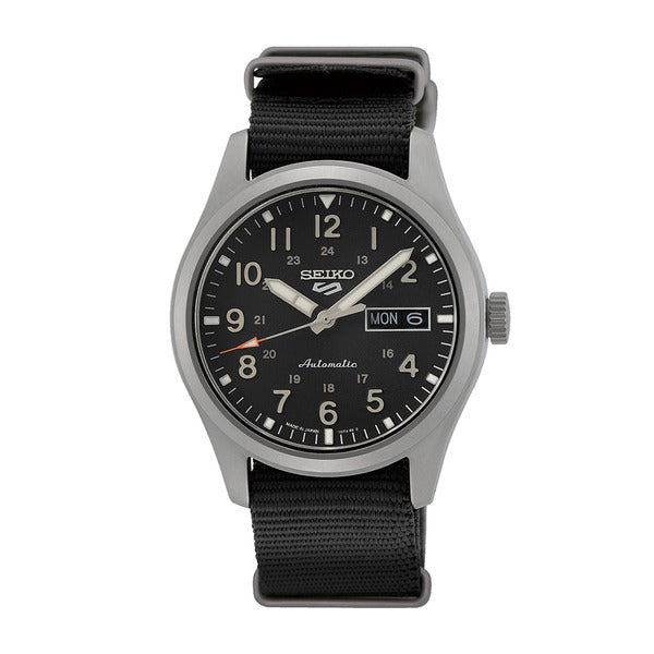 KATYALPHASHOP Seiko Seiko5 Men's Black Darkblue NATO Watch SRPG37