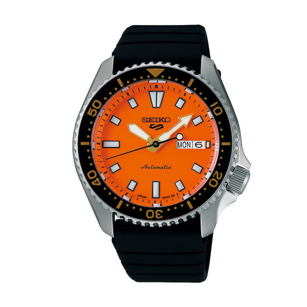 KETARALPHA SHOPPING SEIKO SEIKO5 MEN'S WATCH ORANGE BLACK SILICON RESIN WATCH SRPL89K1