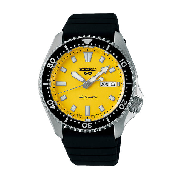 KATELYP SHOPPING SEIKO SEIKO5 YELLOW BLACK MEN'S WATCH SILICONE RESIN WATCH SRPL87K1
