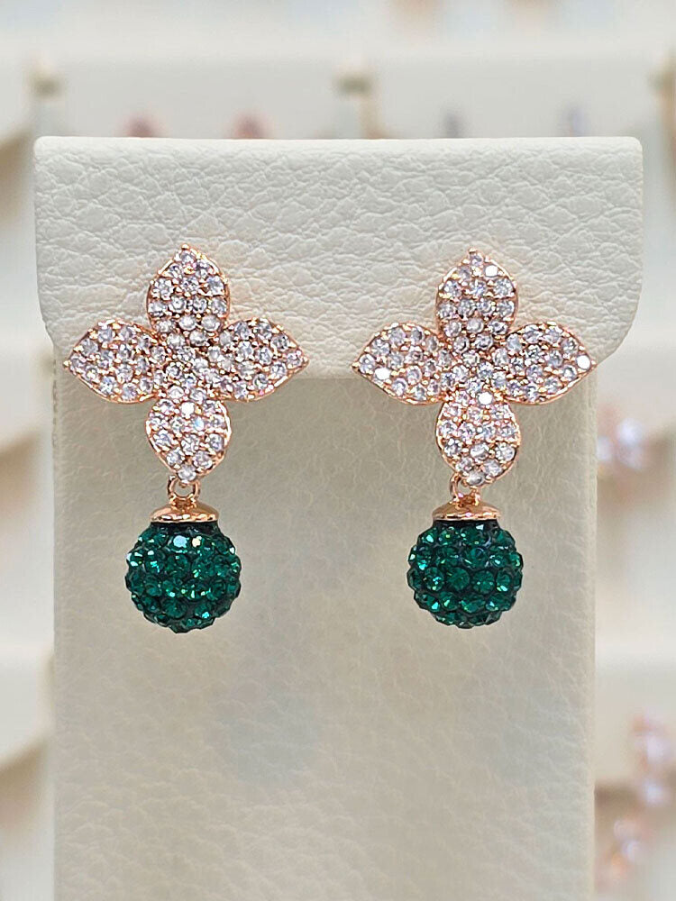 Intercrew Volare Emerald Fleur Drop Earrings SSS1770