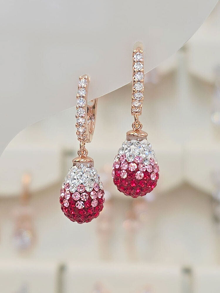 Intercrew Volare Red Gradation Oval Mirrorball One Touch Earrings SSS1912