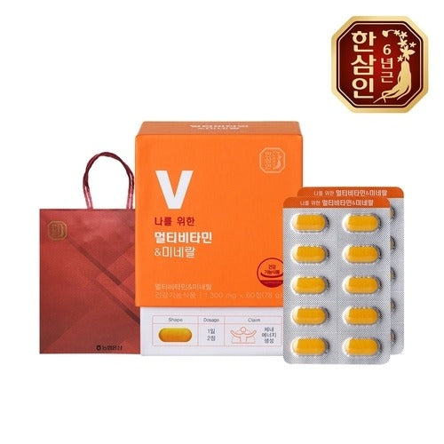 韓三仁农协人参  한삼인 나를위한 멀티비타민 미네랄 1300mg 60정 2세트+쇼핑백734061韩三仁农协人参 多功能维生素矿物质 1300mg 60片 2盒+购物袋734061