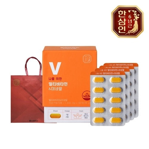 Hansin Nonghyang Ginseng Multivitamin Mineral 1300mg 60 Capsules 4 Sets+Shopping Bag 734061