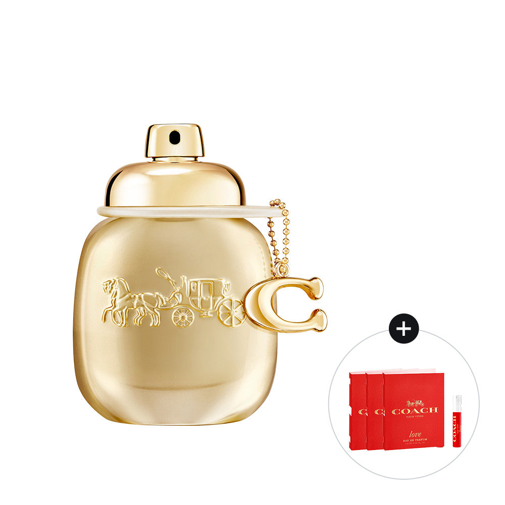 Official Import Coach Woman Gold Perfume 50ml + 3 Stick Samples Included