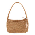 Manebi Woven Texture Raffia Shoulder Bag V8 9DP ISLANDPEACH