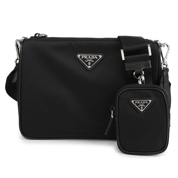Lafema Prada Linen Saffiano Leather Shoulder Bag 2VH113-2DMH-F0002