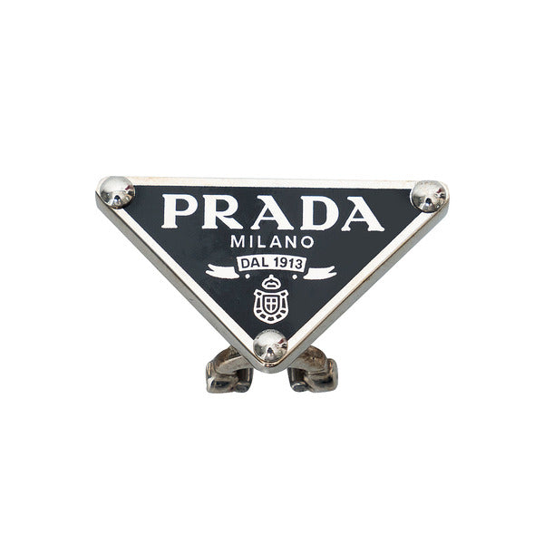 La Prima Prada Triangular Logo Silver Earring 1JO900-2DSP-F0002