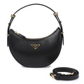 La Prima Prada Arke Leather Shoulder Bag Black 1BC194-ASK-F0002-OOO