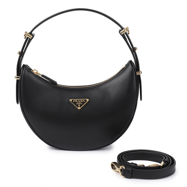 La Prima Prada Arke Leather Shoulder Bag Black 1BC194-ASK-F0002-OOO