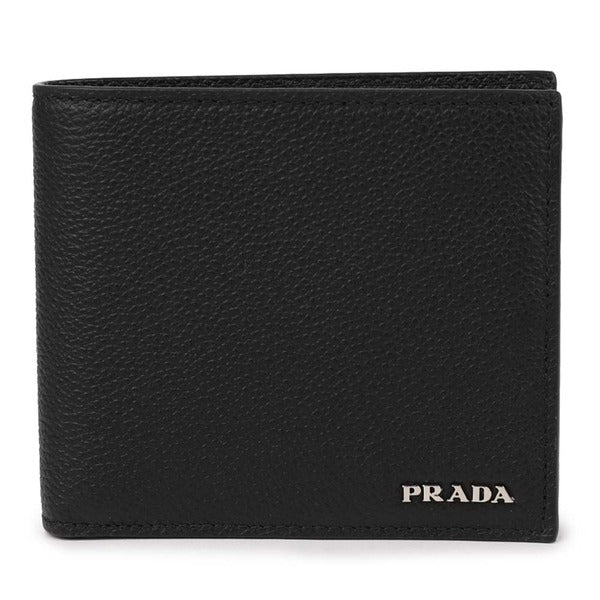 La Prima Prada Silver Logo Vettello Micro Grain Card Holder 2MO100-2CGS-F0002