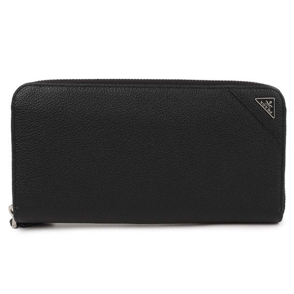La Prima Prada Triangle Logo Grain Leather Long Wallet 2ML317-2CB2-F0002