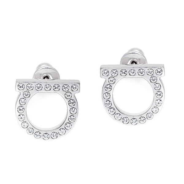 FERRAGAMO 간치니 크리스탈 귀걸이 76-0122 SILVER 696574