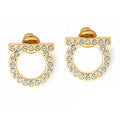 Laprima [FERRAGAMO] Ferragamo Ganccini Crystal Earrings 76-0122 GOLD 696573