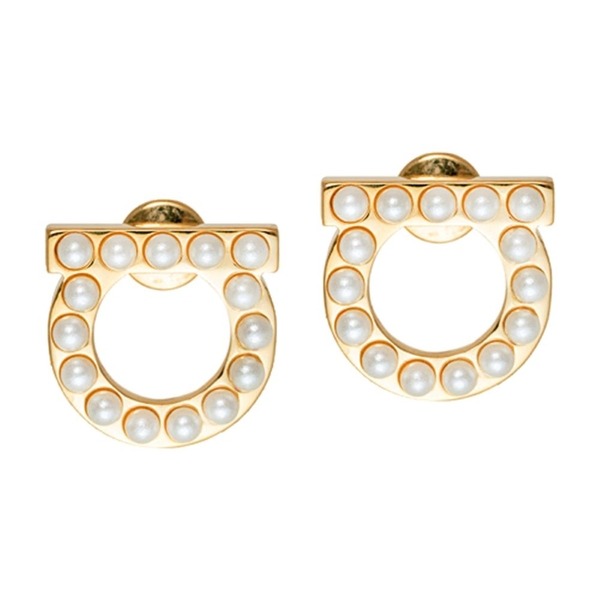 FERRAGAMO 간치니 Perl Earrings 76-0125 GOLD 696581