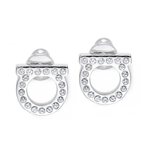 FERRAGAMO 간치니 Crystal Earrings 76-0123 SILVER 696577