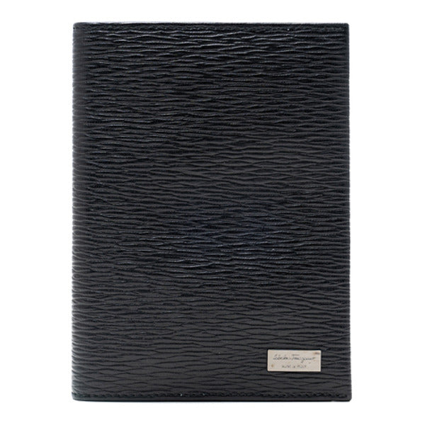 Raplima FERRAGAMO Metal Logo Passport Case 66-A226 NERO 693665
