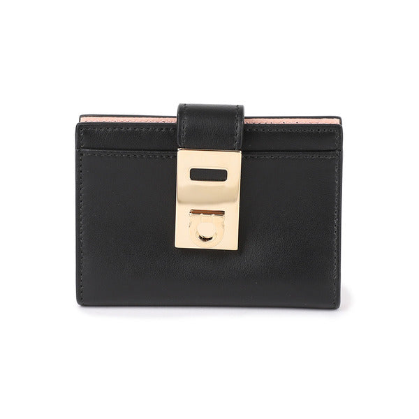 Rafia Ferragamo Hug Tones Cardholder 22-0552 NERO 770880
