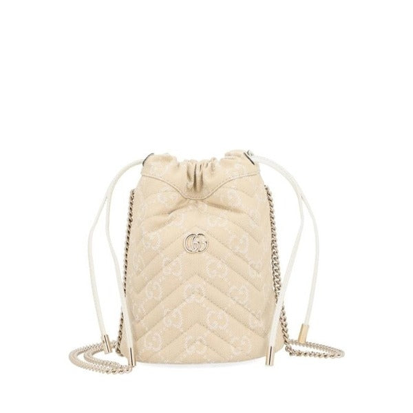 Rafia Gucci Monogram Small GG Mamont Bucket Bag 837756 FAEVD 9552