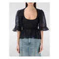 LaPrima Gani Black Crinkle Jojet Smock Blouse Smoke F8611 099