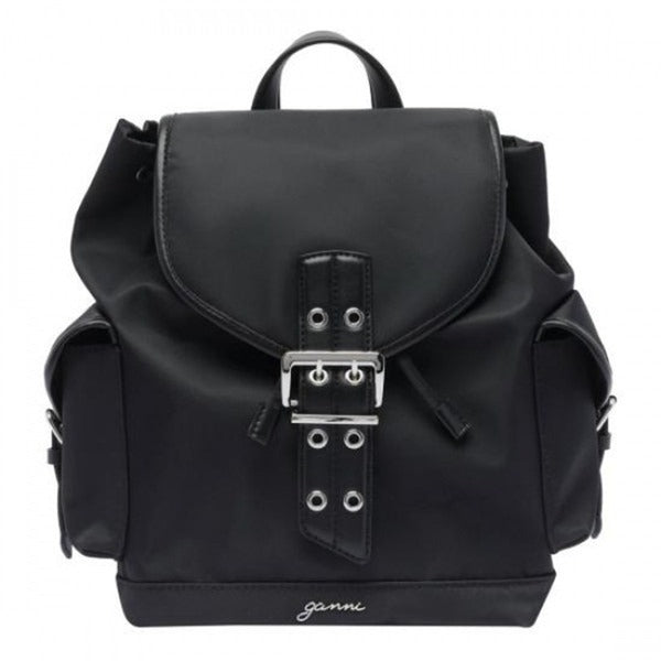 Raph-La Ganni Black Small BUCKY Nylon Backpack BUCKY A6528 099