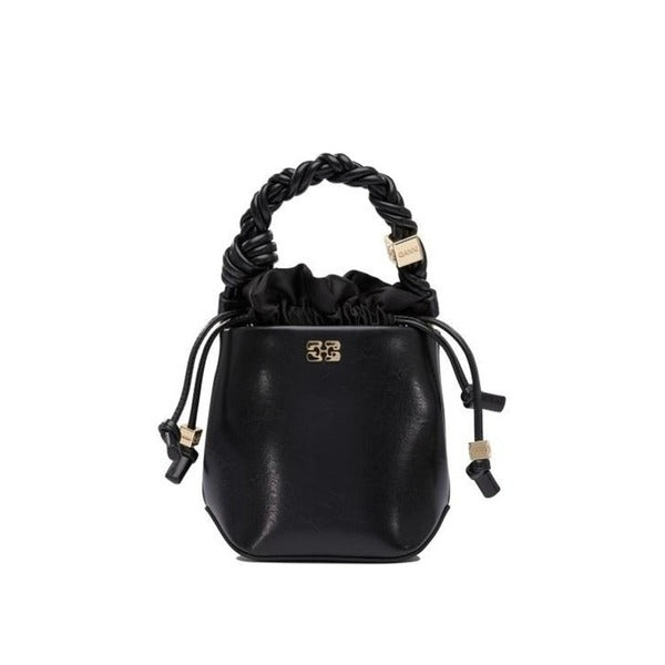 Ganni Rafra Black CRINKLE OLEATEX Mini Ganni BOU Bucket Bag Crinklec Olatecx A6509 099