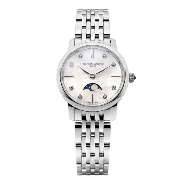 Frederic Konstant FC-206MPWD1S6B Slimline Moon Phase Diamond Mother-of-pearl Women's Metal Watch