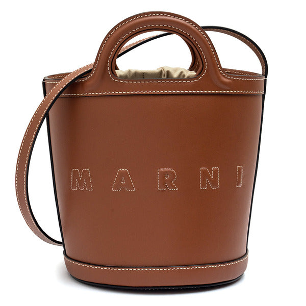 Lavrima Mar尼尼 Brown Leather TROPICALIA Small Bucket Bag SCMP0056U0-LV589-00M29