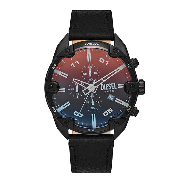 Official Store Diesel DZ4667 (Spiked) Spike Chronograph Men's Leather Watch