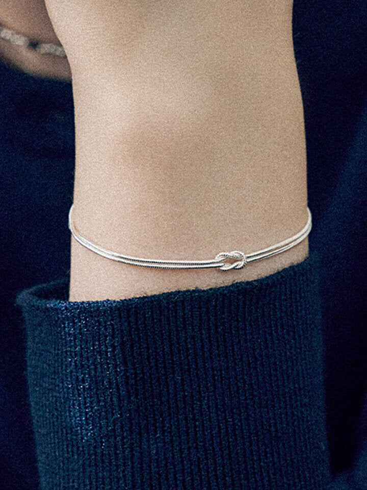 SaintScott Silver 925 Möbius Strip Two Line Bracelet STJ-BA1548WG