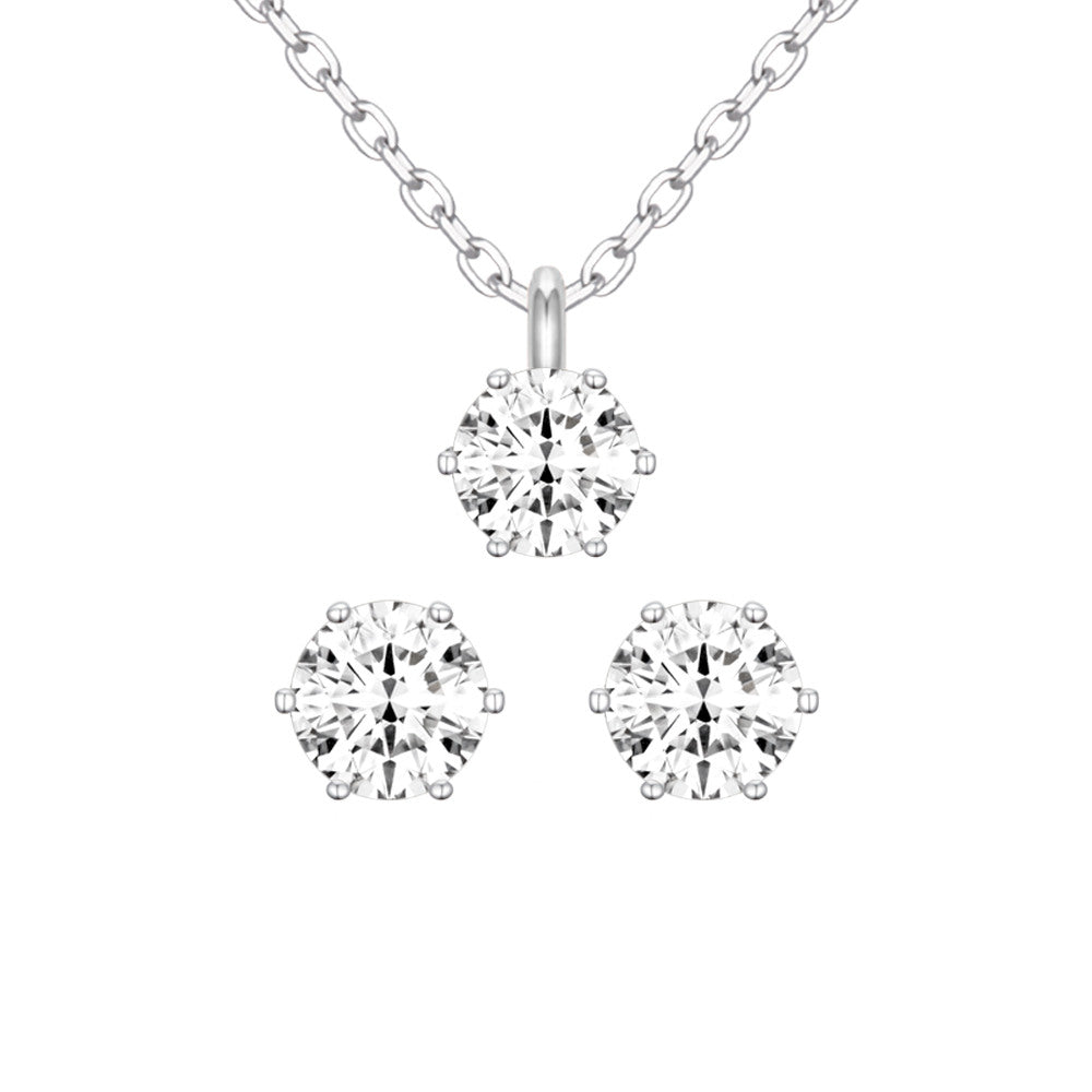 Tandi Silver 925 Moissanite Earrings and Necklace Set