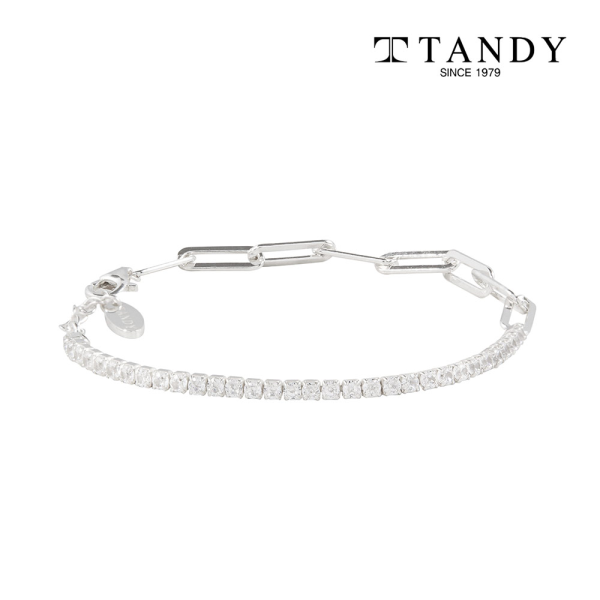 Tandy women's sterling silver 925 clip chain tennis bracelet TDB502