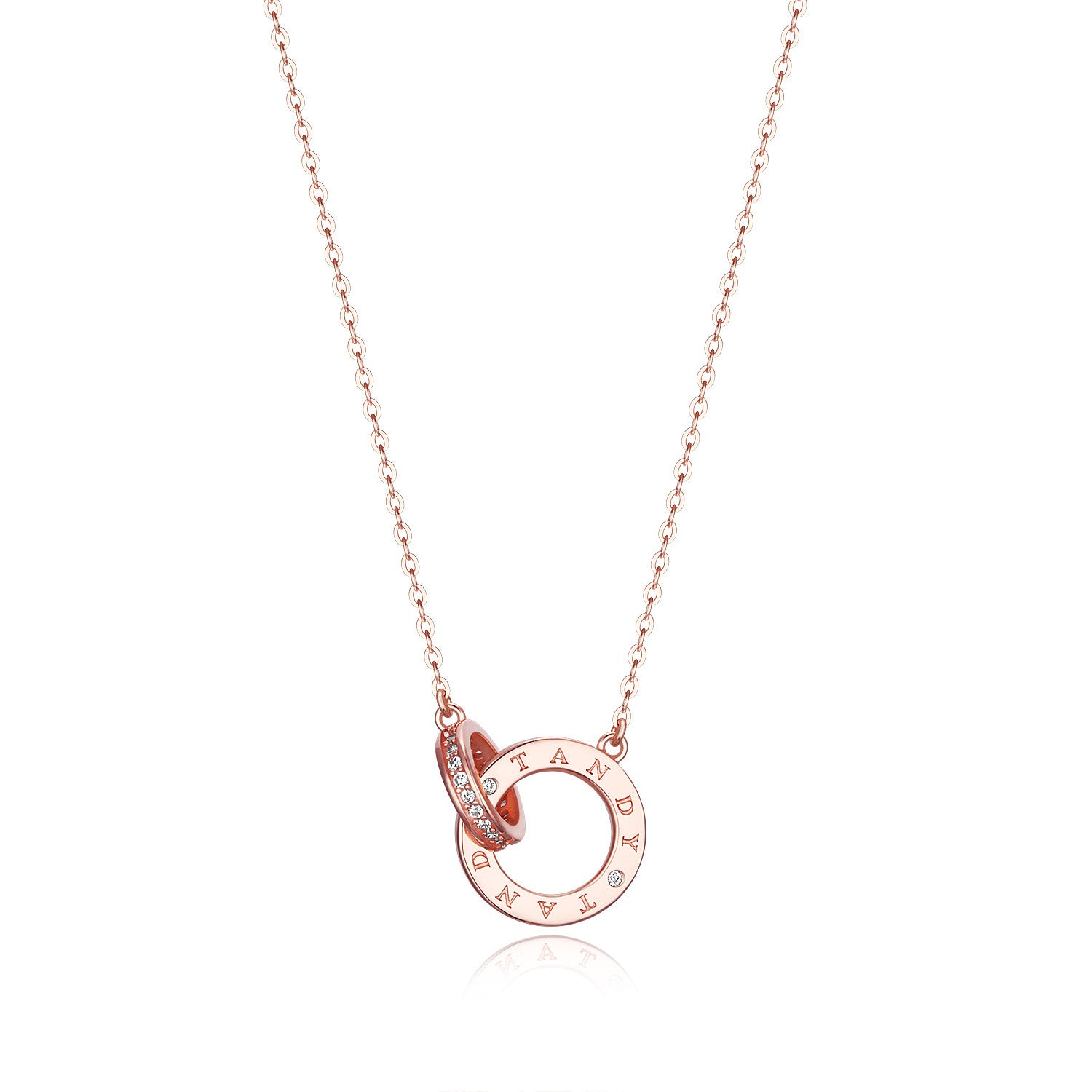 Tandy Tanddy sterling silver double pendant necklace TDN612 rose gold