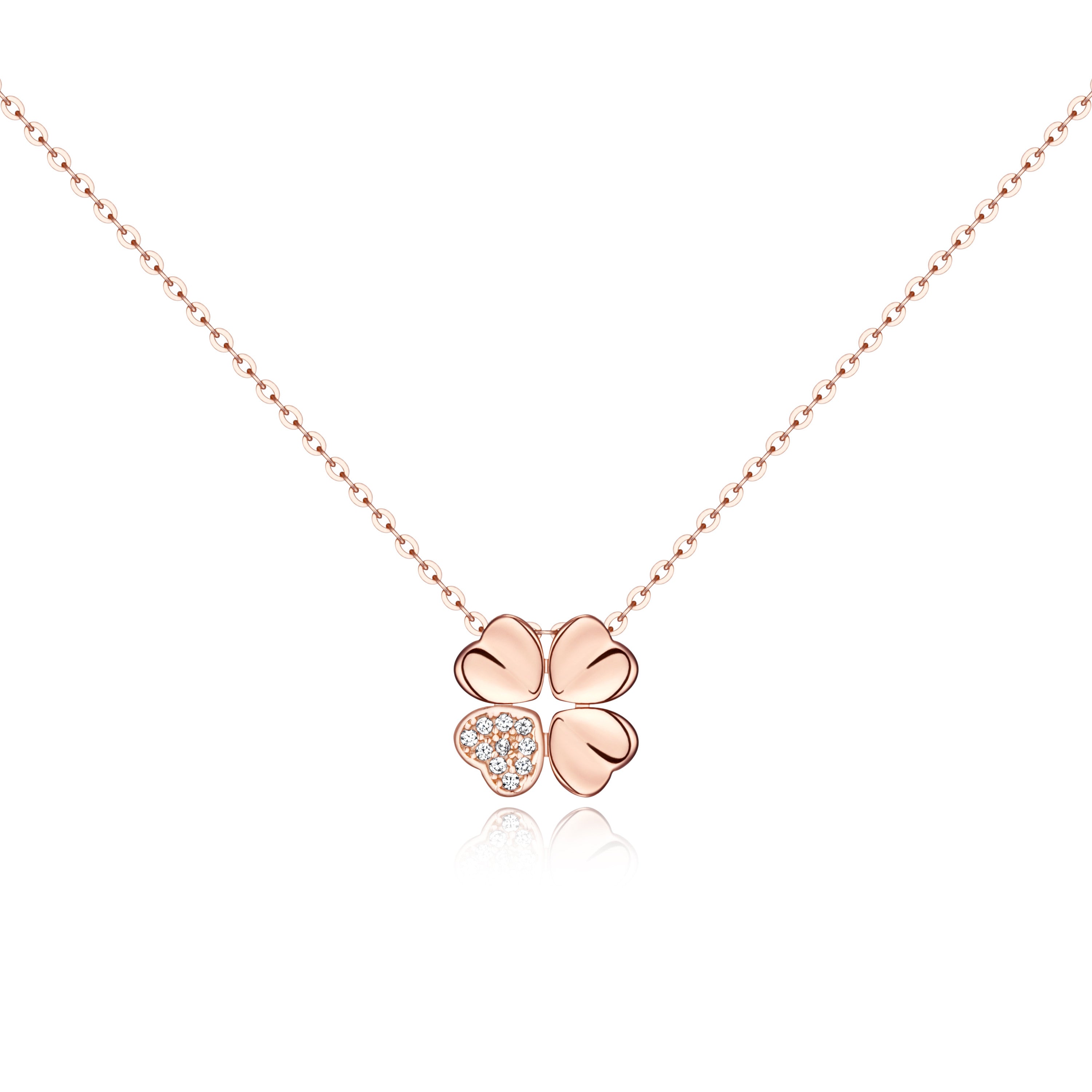 TANDY Tandy sterling silver 925 three-leaf clover pendant necklace TDN613 rose gold